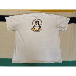 Vintage 90s Linux Mall Penguin Power T Shirt Mens XL Microsoft Apple IBM